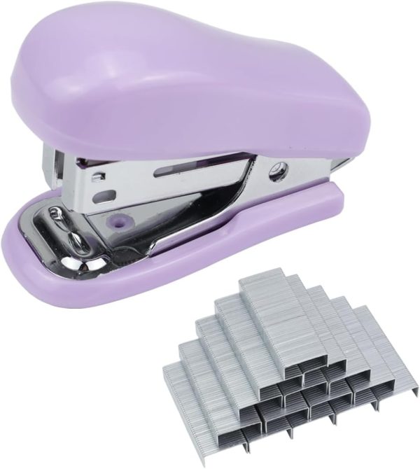 Stapler Set,20 Sheet Capacity,Includes Built-in Staple Remover and 750PCS No.12 Staples,Small Cute Stapler for Office and School Supplies (Purple)