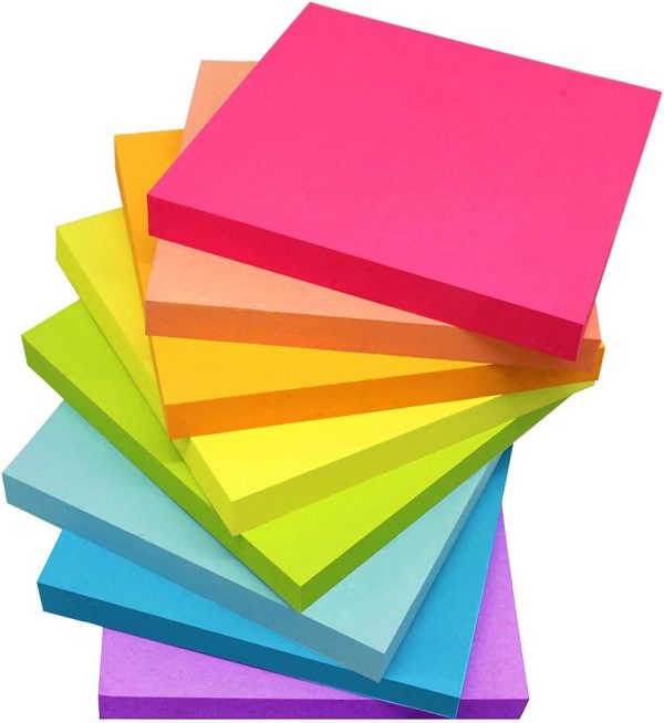 Sticky Notes 3x3 Inches,Bright Colors Self-Stick Pads, Easy to  for Home, Office, Notebook, 82 Sheets/pad