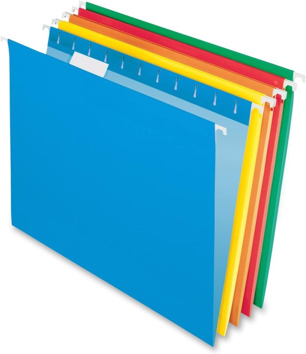 Hanging File Folders,  Size, Assorted Colors, 1/5-Cut Adjustable Tabs, 25 Per Box